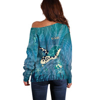 World Sea Turtle Day Polynesia Off Shoulder Sweater Go With The Flow