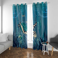 World Sea Turtle Day Polynesia Window Curtain Go With The Flow LT14 With Grommets Cyan - Polynesian Pride