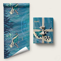 World Sea Turtle Day Polynesia Wrapping Paper Go With The Flow LT14 58" × 23" Cyan - Polynesian Pride