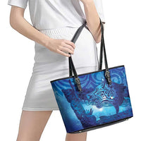 Kuri New Zealand Matariki Leather Tote Bag Aotearoa Dog Waka Maori New Year Galaxy Vibes