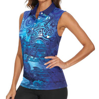 Kuri New Zealand Matariki Women Sleeveless Polo Shirt Aotearoa Dog Waka Maori New Year Galaxy Vibes