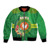 Personalized Manu'a Cession Day Bomber Jacket Tropical Flowers With Polynesian Pattern