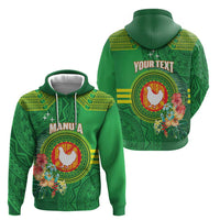 Personalized Manu'a Cession Day Hoodie Tropical Flowers With Polynesian Pattern