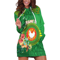 Personalized Manu'a Cession Day Hoodie Dress Tropical Flowers With Polynesian Pattern LT14 Green - Polynesian Pride