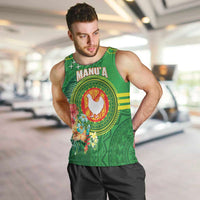 Personalized Manu'a Cession Day Men Tank Top Tropical Flowers With Polynesian Pattern LT14 Green - Polynesian Pride