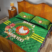 Personalized Manu'a Cession Day Quilt Bed Set Tropical Flowers With Polynesian Pattern