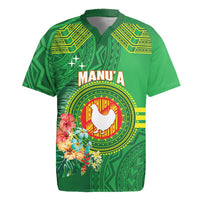 Personalized Manu'a Cession Day Rugby Jersey Tropical Flowers With Polynesian Pattern