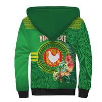 Personalized Manu'a Cession Day Sherpa Hoodie Tropical Flowers With Polynesian Pattern LT14 - Polynesian Pride