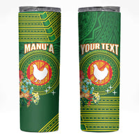 Personalized Manu'a Cession Day Skinny Tumbler Tropical Flowers With Polynesian Pattern
