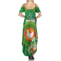 Personalized Manu'a Cession Day Summer Maxi Dress Tropical Flowers With Polynesian Pattern LT14 - Polynesian Pride