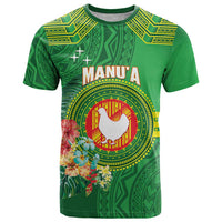Personalized Manu'a Cession Day T Shirt Tropical Flowers With Polynesian Pattern