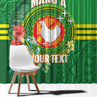 Personalized Manu'a Cession Day Window Curtain Tropical Flowers With Polynesian Pattern