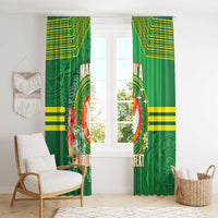Personalized Manu'a Cession Day Window Curtain Tropical Flowers With Polynesian Pattern