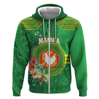 Personalized Manu'a Cession Day Zip Hoodie Tropical Flowers With Polynesian Pattern