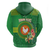 Personalized Manu'a Cession Day Zip Hoodie Tropical Flowers With Polynesian Pattern