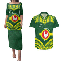 Manu'a Flag Day Couples Matching Puletasi and Hawaiian Shirt Polynesian Pattern National Color Proud LT14 Green - Polynesian Pride