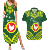 Manu'a Flag Day Couples Matching Summer Maxi Dress and Hawaiian Shirt Polynesian Pattern National Color Proud LT14 Green - Polynesian Pride