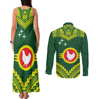 Manu'a Flag Day Couples Matching Tank Maxi Dress and Long Sleeve Button Shirt Polynesian Pattern National Color Proud LT14 - Polynesian Pride