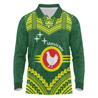 Manu'a Flag Day Long Sleeve Polo Shirt Polynesian Pattern National Color Proud