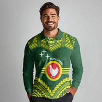 Manu'a Flag Day Long Sleeve Polo Shirt Polynesian Pattern National Color Proud