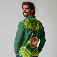 Manu'a Flag Day Long Sleeve Polo Shirt Polynesian Pattern National Color Proud