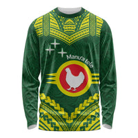 Manu'a Flag Day Long Sleeve Shirt Polynesian Pattern National Color Proud LT14 Unisex Green - Polynesian Pride