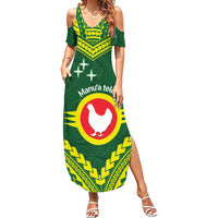 Manu'a Flag Day Summer Maxi Dress Polynesian Pattern National Color Proud LT14 Women Green - Polynesian Pride