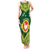 Manu'a Flag Day Tank Maxi Dress Polynesian Pattern National Color Proud LT14 Women Green - Polynesian Pride