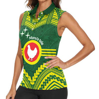 Manu'a Flag Day Women Sleeveless Polo Shirt Polynesian Pattern National Color Proud