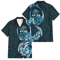 Asut Guam Chamorro Family Matching Long Sleeve Bodycon Dress and Hawaiian Shirt Guahan Seal Tattoo LT14 Dad's Shirt - Short Sleeve Blue - Polynesian Pride