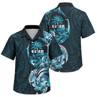 Asut Guam Chamorro Family Matching Short Sleeve Bodycon Dress and Hawaiian Shirt Guahan Seal Tattoo LT14 Son's Shirt Blue - Polynesian Pride