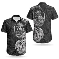 Attelong Guam Chamorro Couples Matching Off Shoulder Maxi Dress and Hawaiian Shirt Guahan Seal Tattoo LT14 - Polynesian Pride