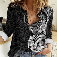 Attelong Guam Chamorro Women Casual Shirt Guahan Seal Tattoo LT14 Female Black - Polynesian Pride