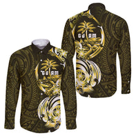 Amariyu Guam Chamorro Family Matching Short Sleeve Bodycon Dress and Hawaiian Shirt Guahan Seal Tattoo LT14 Dad's Shirt - Long Sleeve Yellow - Polynesian Pride