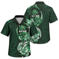 Betde Guam Chamorro Family Matching Off Shoulder Maxi Dress and Hawaiian Shirt Guahan Seal Tattoo LT14 Son's Shirt Green - Polynesian Pride