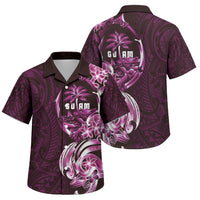 Kulot Di Rosa Guam Chamorro Family Matching Short Sleeve Bodycon Dress and Hawaiian Shirt Guahan Seal Tattoo LT14 Son's Shirt Pink - Polynesian Pride