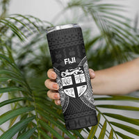 Fiji Rugby Skinny Tumbler Fijian Tapa Pattern World Cup Black