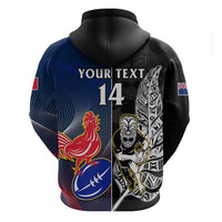 Custom New Zealand And France Rugby Hoodie All Black With Les Bleus Together 2023 World Cup LT14 - Polynesian Pride
