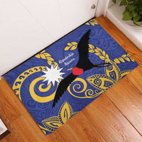 Nauru Angam Day Rubber Doormat Naoero Frigate Bird Polynesian Pattern