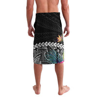 Black Nauru Lavalava Naoero Map With Polynesian Tropical Flowers