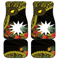 Gold Nauru Car Mats Naoero Map With Polynesian Tropical Flowers