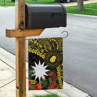 Gold Nauru Garden Flag Naoero Map With Polynesian Tropical Flowers