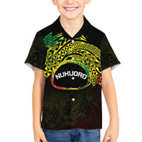 Personalised Nukuoro Atoll Family Matching Short Sleeve Bodycon Dress and Hawaiian Shirt Polynesian Tattoo Curves Reggae Version LT14 Son's Shirt Reggae - Polynesian Pride
