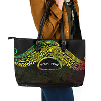 Personalised Nukuoro Atoll Leather Tote Bag Polynesian Tattoo Curves Reggae Version LT14 - Polynesian Pride