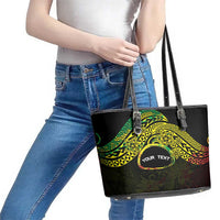 Personalised Nukuoro Atoll Leather Tote Bag Polynesian Tattoo Curves Reggae Version LT14 - Polynesian Pride