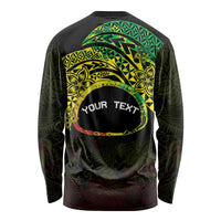 Personalised Nukuoro Atoll Long Sleeve Shirt Polynesian Tattoo Curves Reggae Version