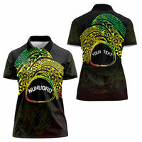 Personalised Nukuoro Atoll Women Polo Shirt Polynesian Tattoo Curves Reggae Version