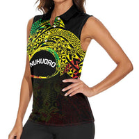 Personalised Nukuoro Atoll Women Sleeveless Polo Shirt Polynesian Tattoo Curves Reggae Version