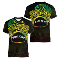 Personalised Nukuoro Atoll Women V-Neck T-Shirt Polynesian Tattoo Curves Reggae Version