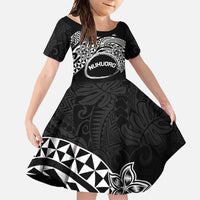 Personalised Pohnpei Nukuoro Micronesia Family Matching Tank Maxi Dress and Hawaiian Shirt Polynesian Tattoo Curves Black Version